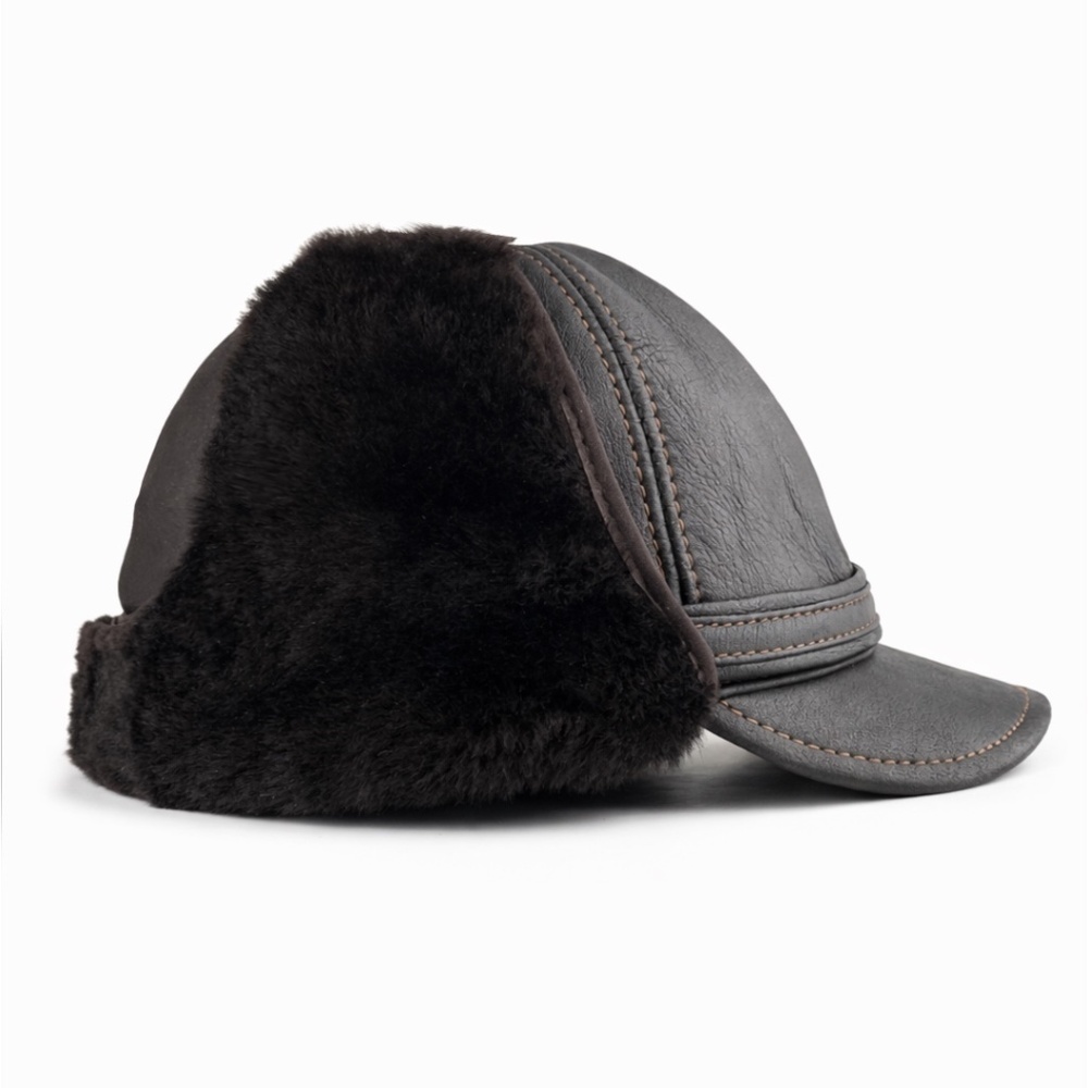 Real Shearling Sheepskin Leather Trapper Hat Aviator Ushanka